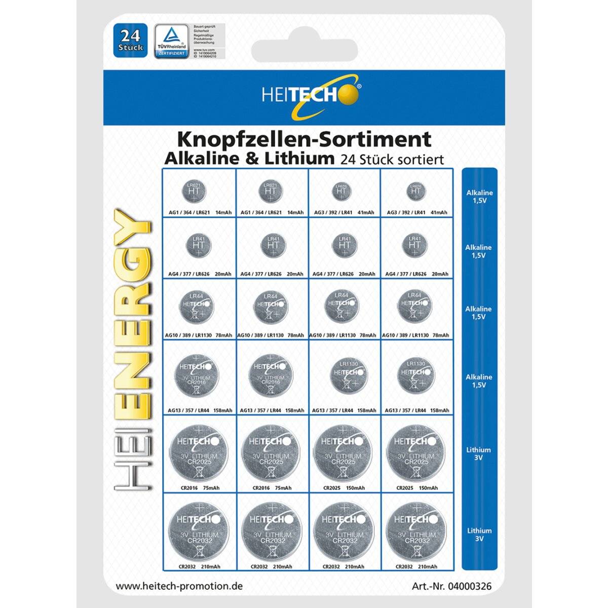 Knopfzellen-Sortiment Alkaline & Lithium 24 Stück sortiert-0