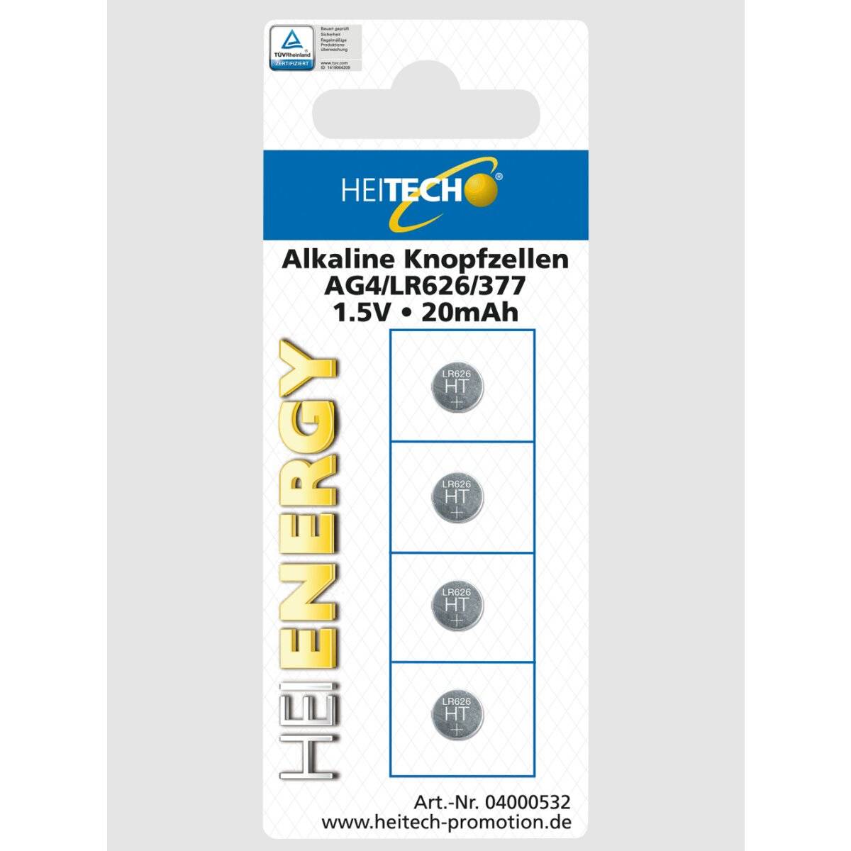4-er Pack Alkaline Knopfzellen AG4/LR626/377/1,5V-0