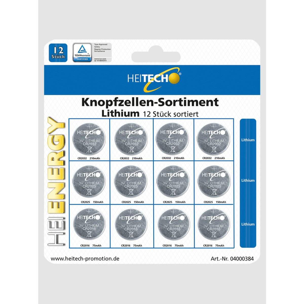 Knopfzellen-Sortiment Lithium 12 Stück sortiert-0