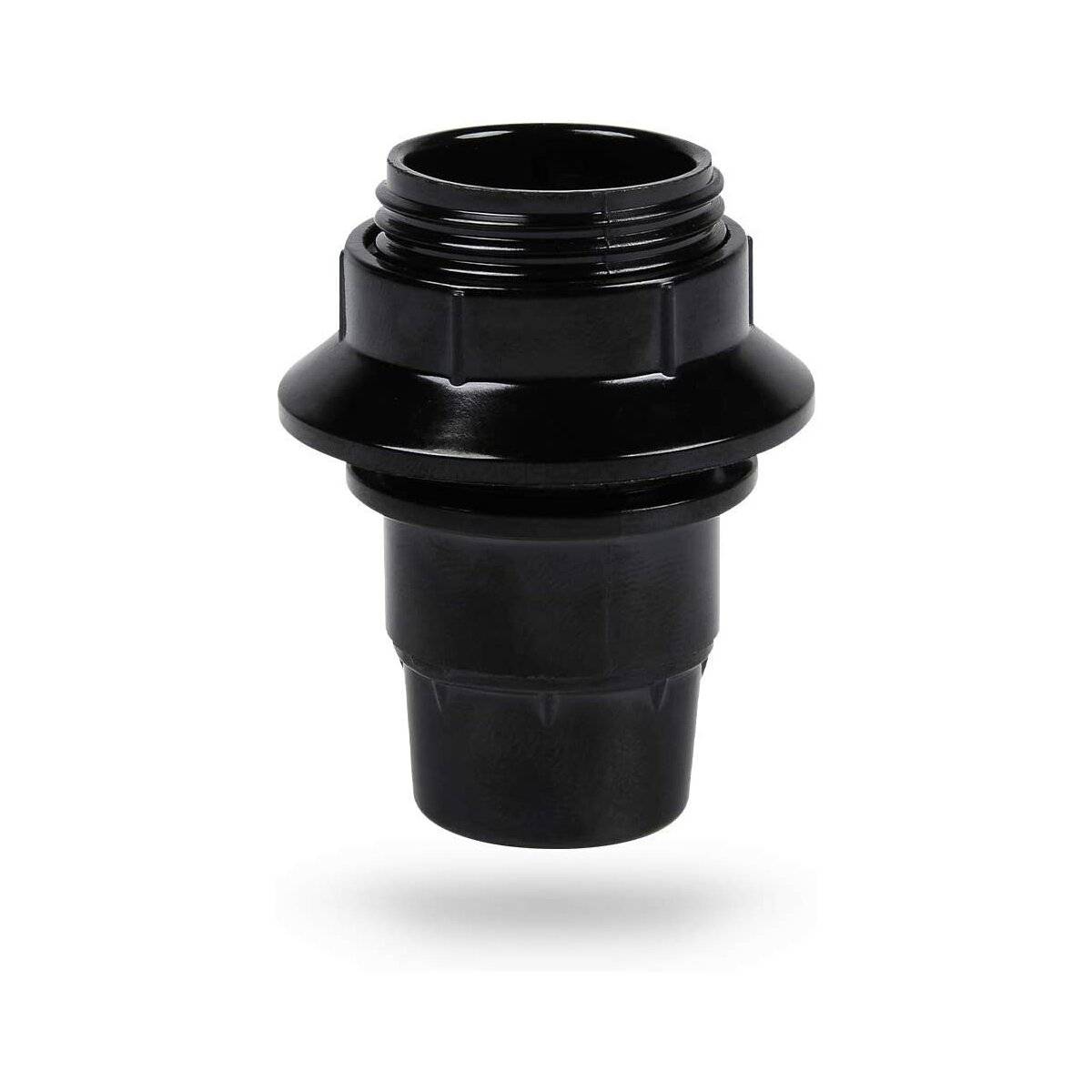 Heitech Lampenfassung E14 40 W Schwarz - Lampenfassung mit Ring aus Kunststoff - Lampenfassung mit Außengewinde-0