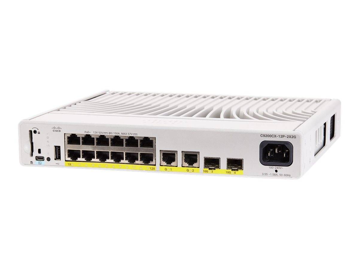 Cisco C9200CX-12P-2X2G-E, Managed, Gigabit Ethernet (10/100/1000), Power over Ethernet (PoE), Rack-Einbau-0