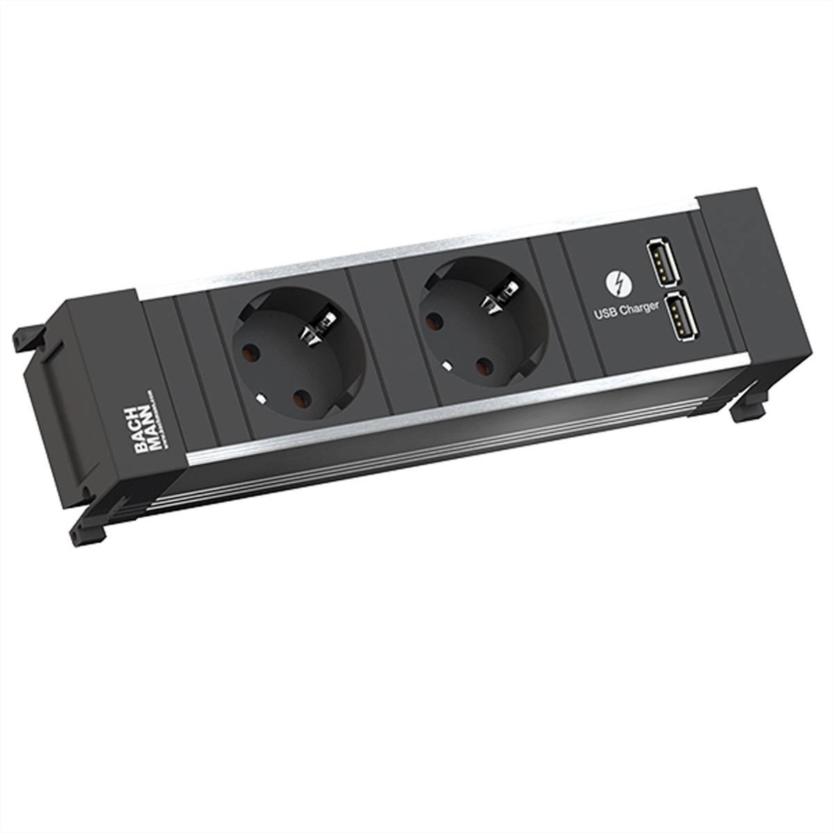 BACHMANN POWER FRAME 2xCEE7/3 USB Chargr, Strom 2,0m AEH-0
