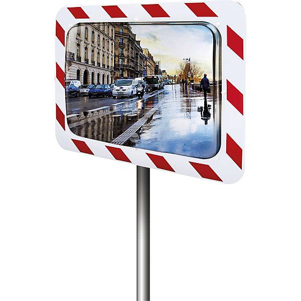 Mehrzweckspiegel 2 Richtungen rechteckig HxB 400 x 600 mm Rahmen rot P.A.S.®. 85951349 859513 49-1