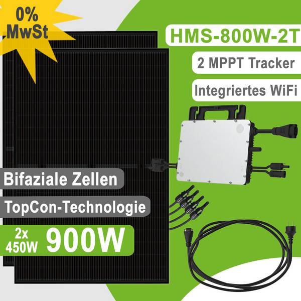Offgridtec Balkonkraftwerk SolarDirect Luxen + WiFi 900W HMS-800-2WB