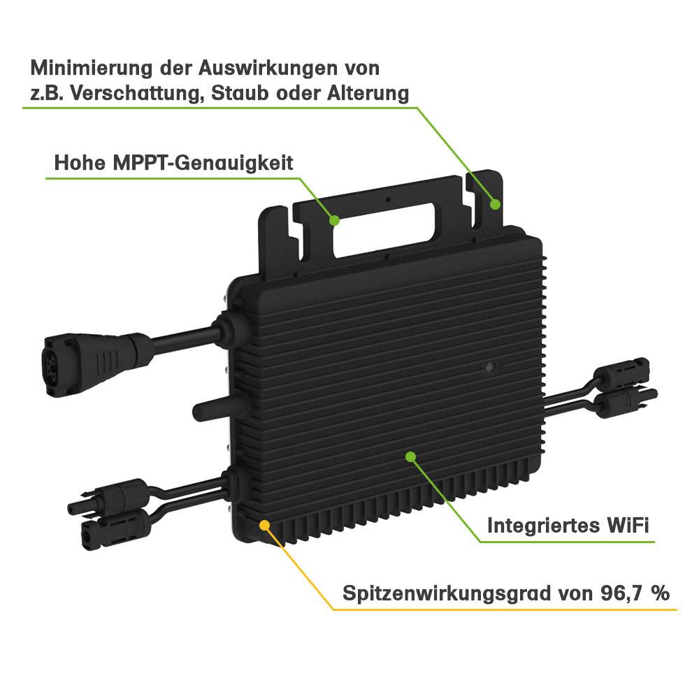Offgridtec Balkonkraftwerk SolarDirect Luxen + WiFi 900W HMS-800-2WB-3