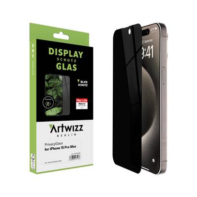 Artwizz PrivacyGlass für iPhone 15 Pro Max - Displayschutz mit Blickschutz-Funktion
