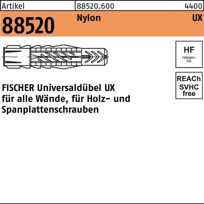 Universaldübel R 88520 UX 8x 50 Nylon 100 Stück FISCHER-0