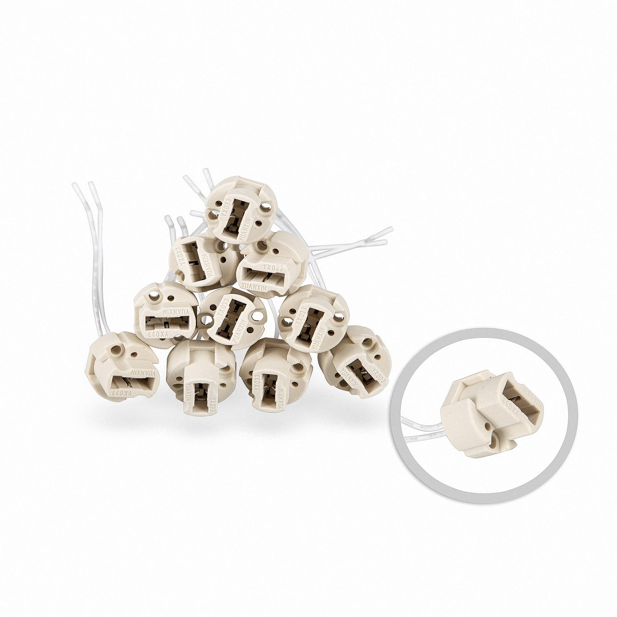 10 Stück Fassung G9 SOCKEL G9 - VDE Hochvolt Keramik 190-230V Halogen-Fassung G9-0