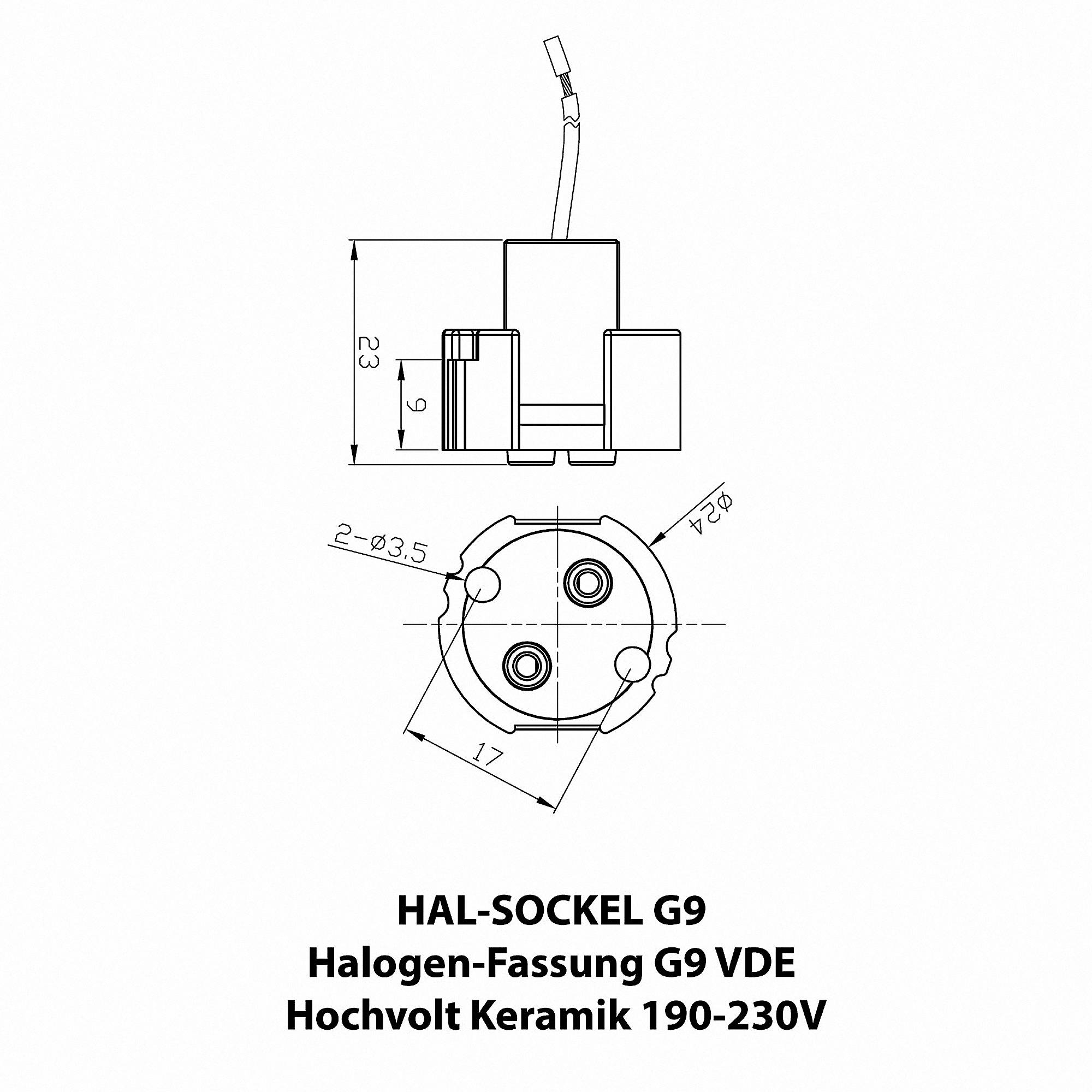 10 Stück Fassung G9 SOCKEL G9 - VDE Hochvolt Keramik 190-230V Halogen-Fassung G9-3