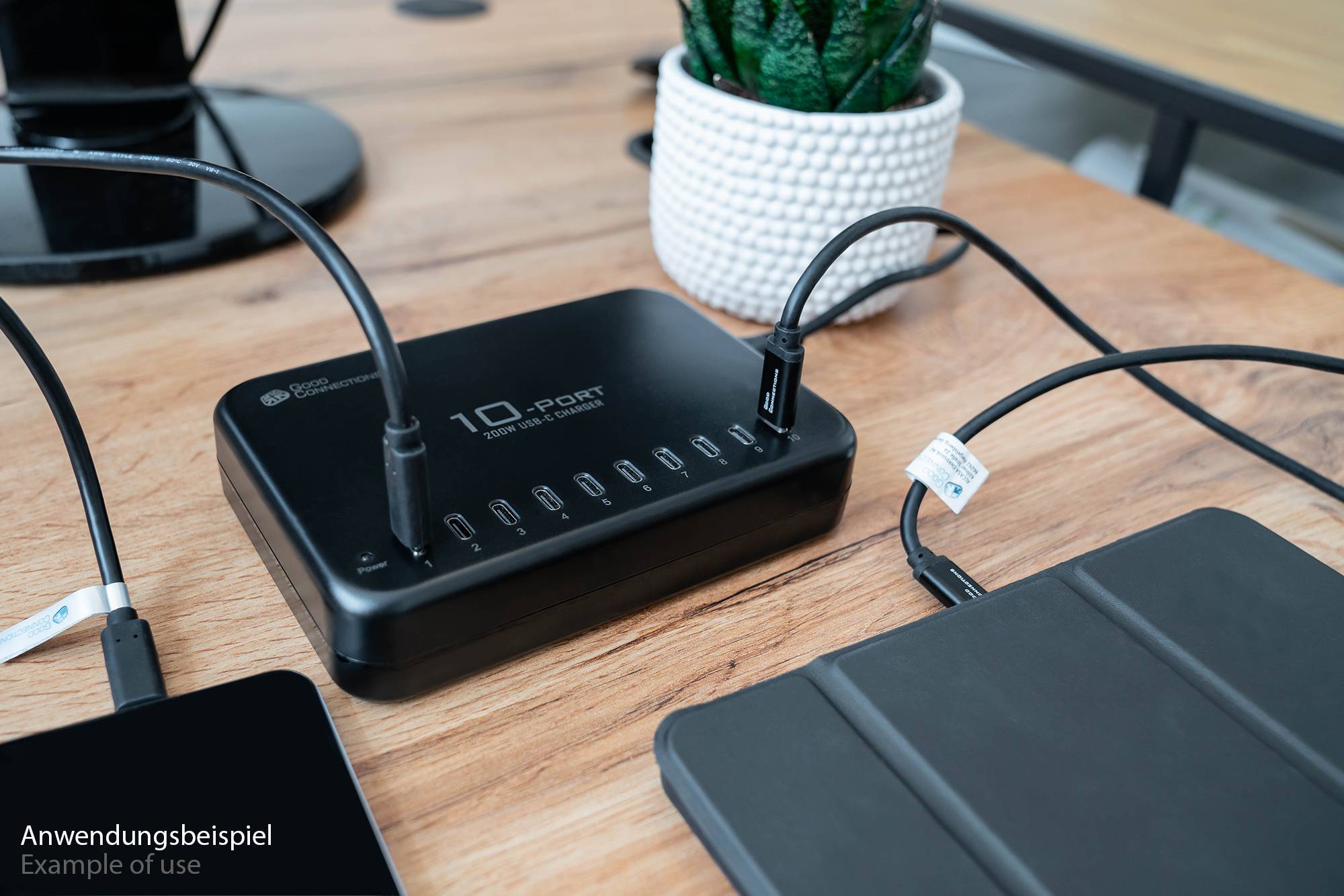 USB-Desktop-Schnellladestation 200W, 10-Port (10x USB-C™), schwarz, Good Connections®-6
