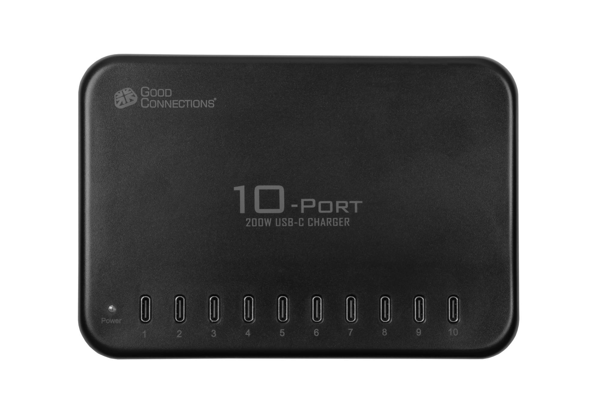 USB-Desktop-Schnellladestation 200W, 10-Port (10x USB-C™), schwarz, Good Connections®-2