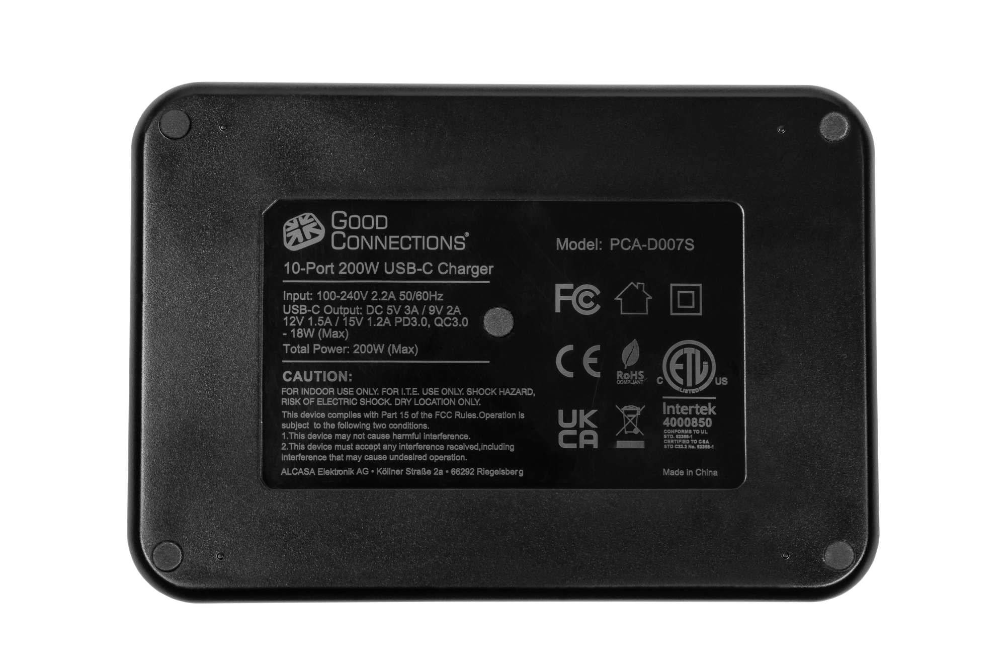 USB-Desktop-Schnellladestation 200W, 10-Port (10x USB-C™), schwarz, Good Connections®-3