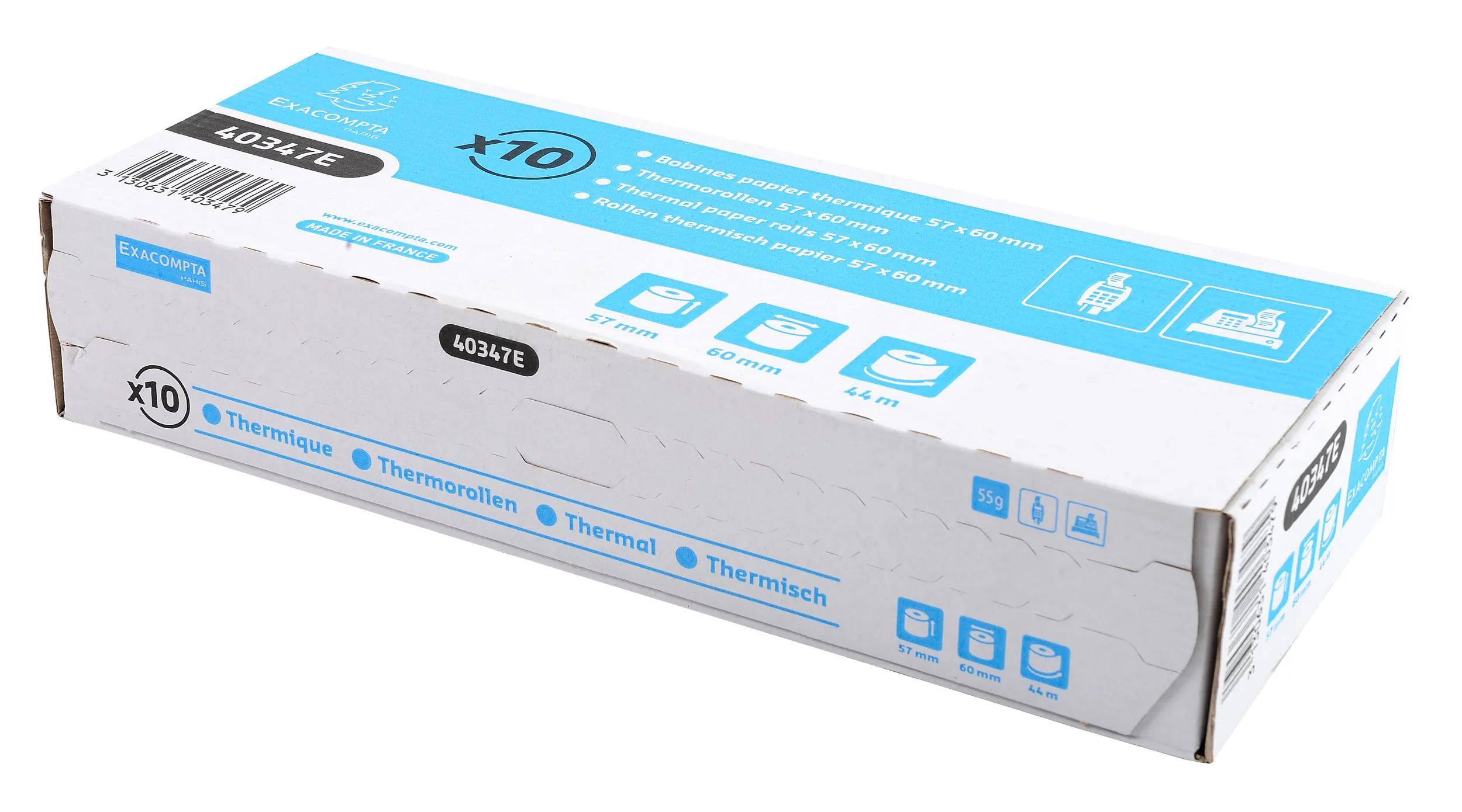 Exacompta 60x Thermorolle 1-lagig 55g/m2 57x44mx12 - Weiß - 40347E-3
