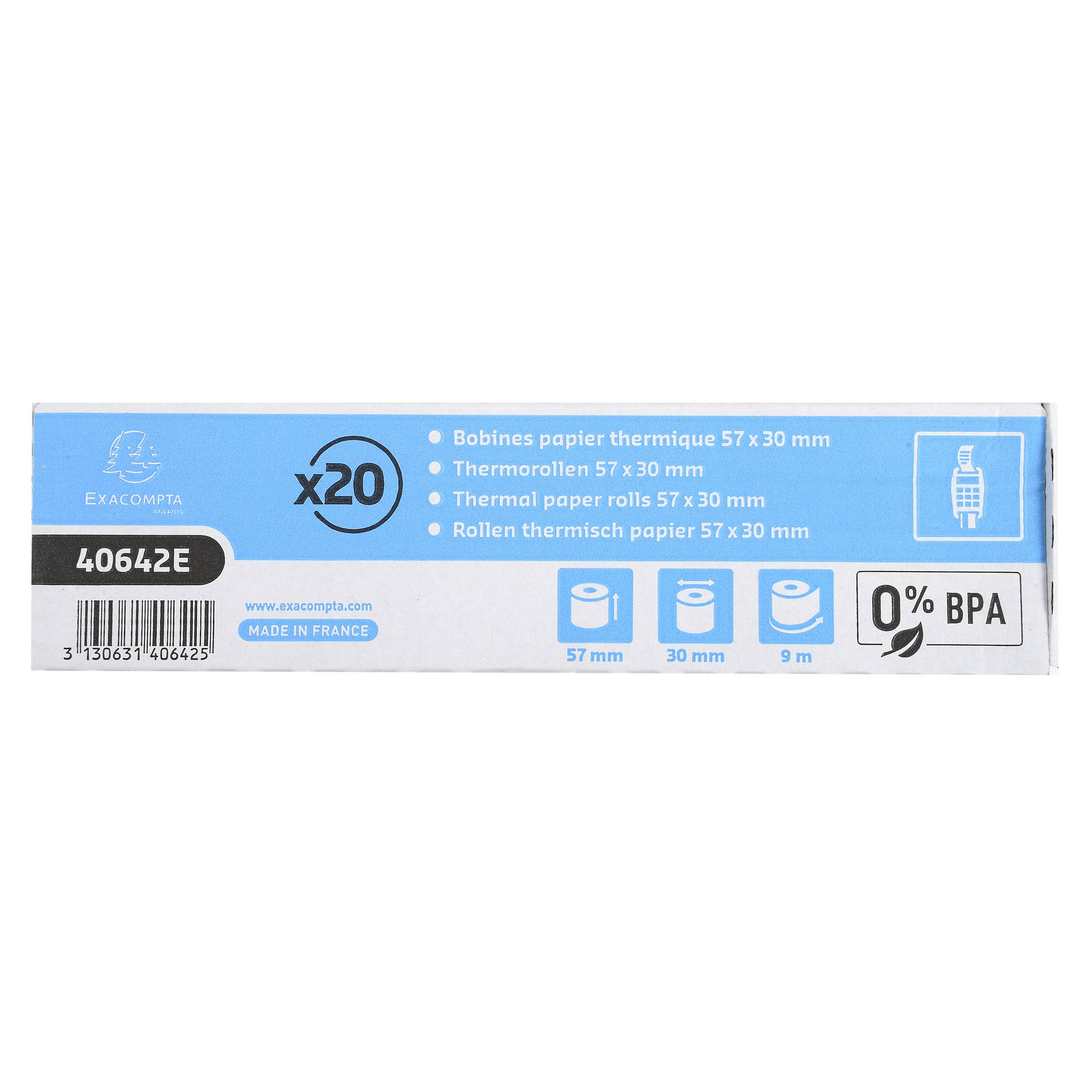 Exacompta 120x Thermorolle 1-lagig Lastschrift 55g/m2 57mmx30mmx12mm Weiß 40642E-2