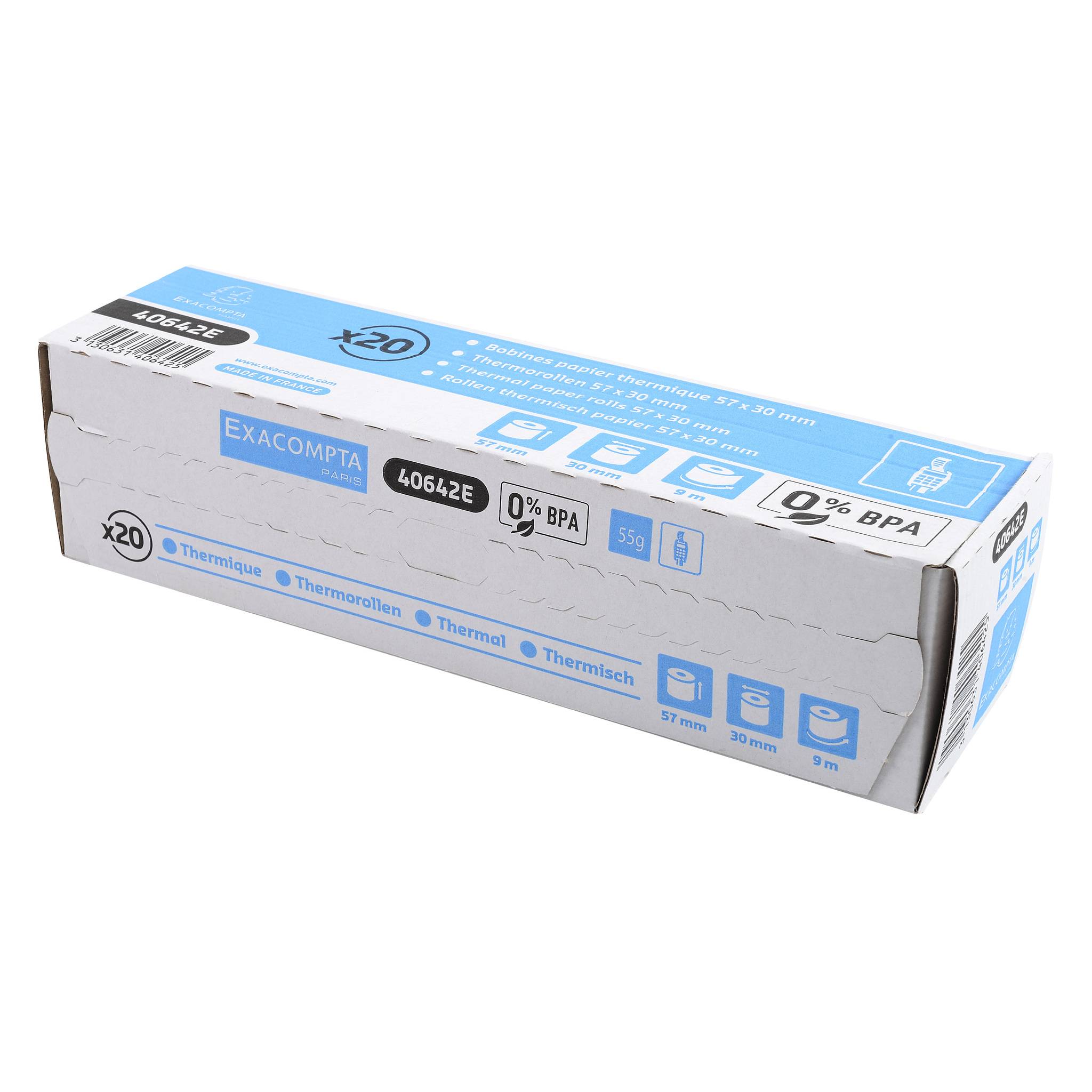 Exacompta 120x Thermorolle 1-lagig Lastschrift 55g/m2 57mmx30mmx12mm Weiß 40642E-4