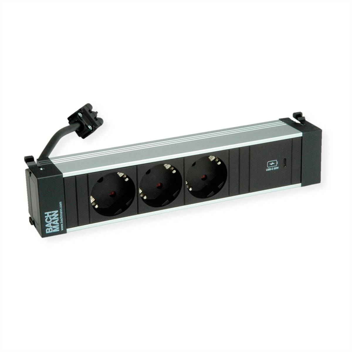 BACHMANN POWER FRAME M 3xCEE7/3, 1xUSB C 30W 0,2m GST18-0