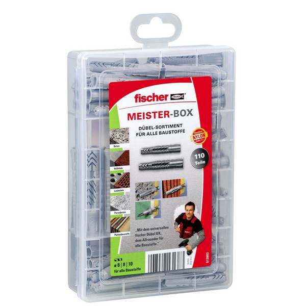 fischer MEISTER-BOX UX/UX R, Spreizdübel, Beton, Metall, Kunststoff, Grau, 110 Stück(e), Box