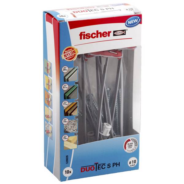 Fischer DUOTEC 10 S PH LD, Spreizdübel, Beton, Metall, Grau, 50 mm, 1 cm