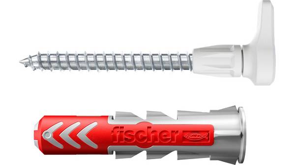 fischer 564169, Schraubhaken & Dübelsatz, Autoklaven-Porenbeton, Mauerziegel, Beton,