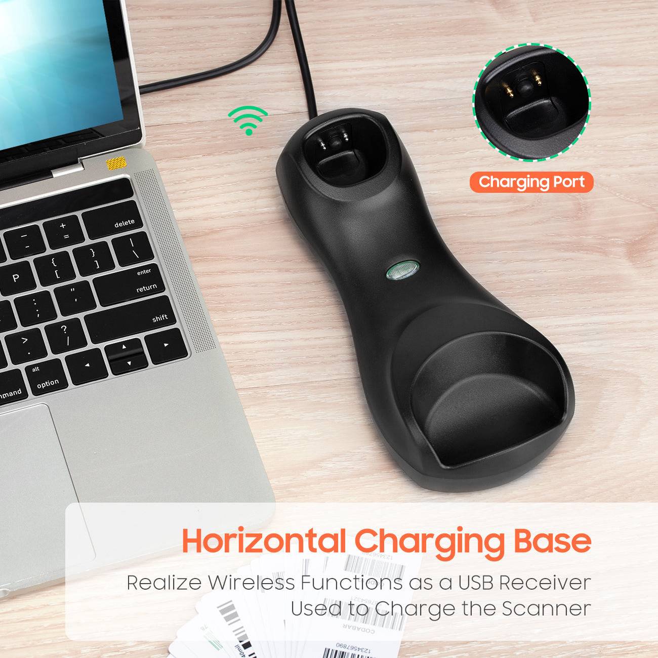 Tera HW0008 2D-Barcodescanner mit kabelloser Ladestation-2