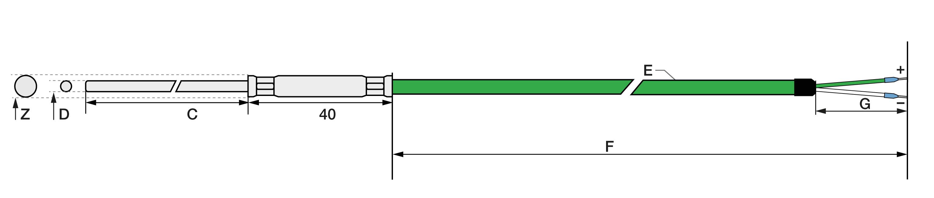 Mantelthermoelement Typ K 1,5x100mm 2m Silikon-1