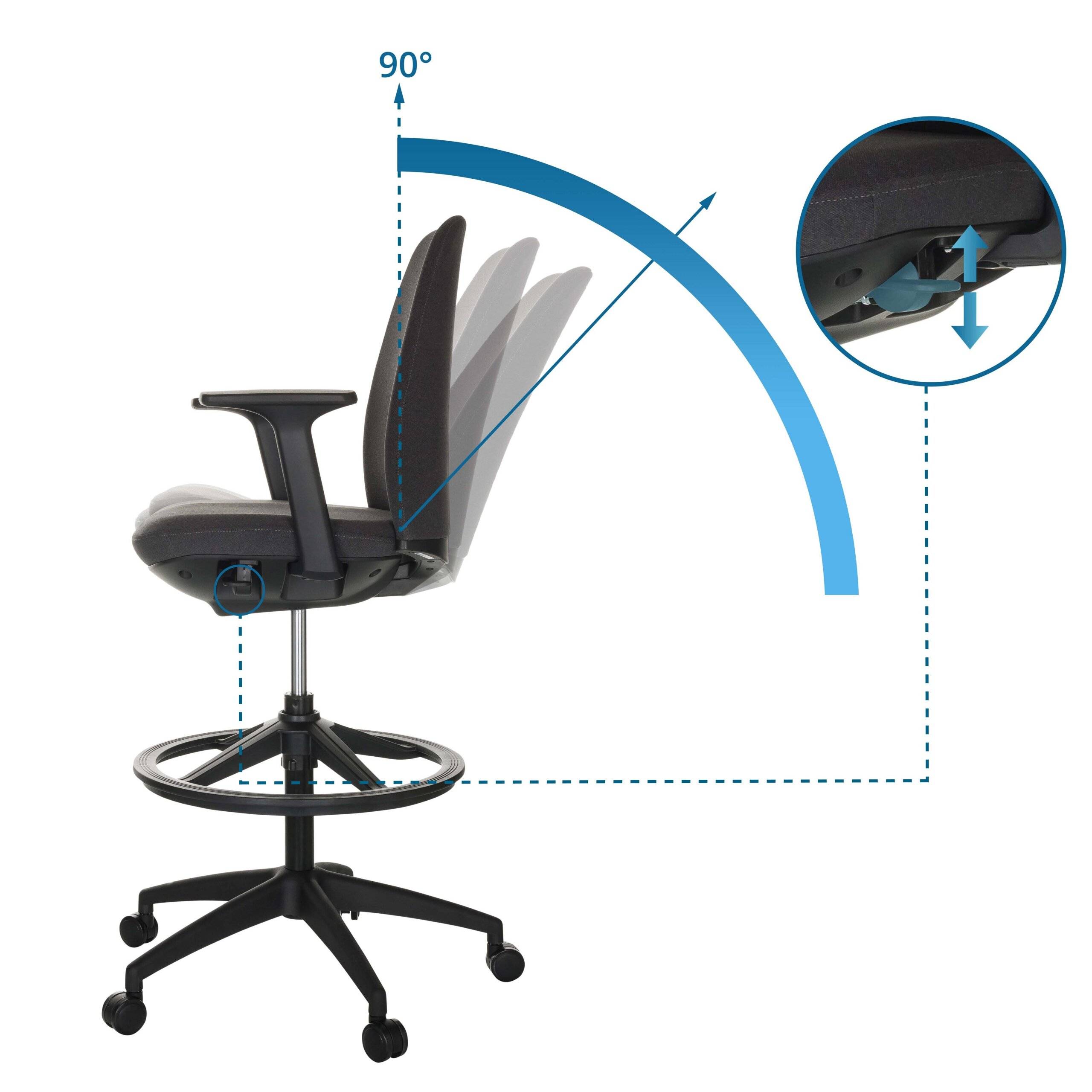 Arbeitsstuhl Counterstuhl NESTORA WORK Stoff schwarz hjh OFFICE-2