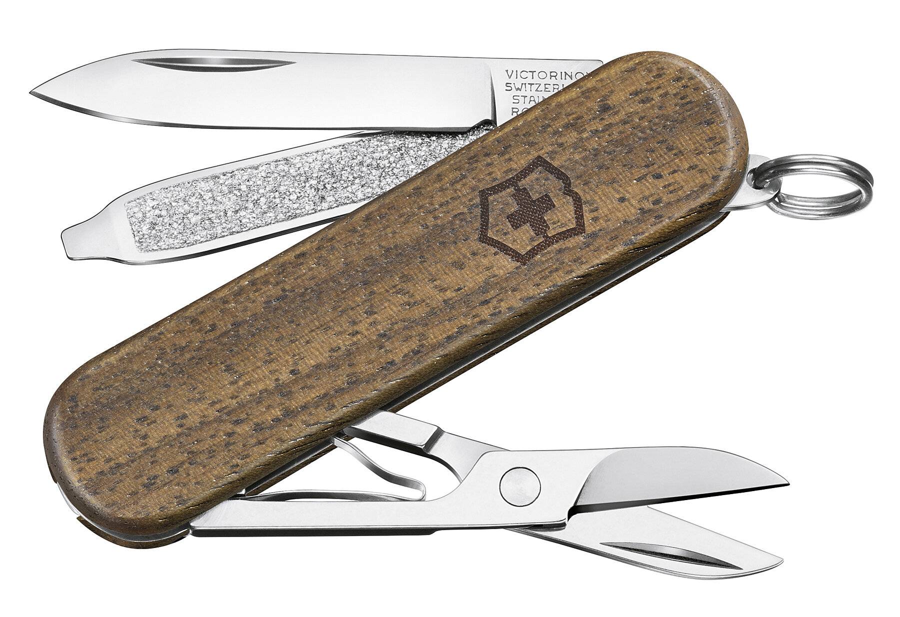 Victorinox Schweizer Taschenmesser, Klein, Classic SD Wood, Multitool, Swiss Army Knife, 5