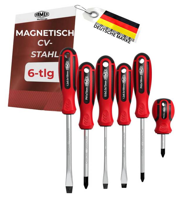 FAMEX 7751-6 Schraubendreher Set 6-tlg. - mit magnetischen Spitzen