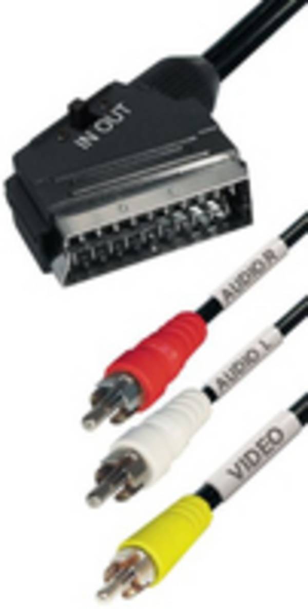 Hapena 57800, 2 m, SCART (21-pin), 3 x RCA, Männlich, Männlich, Schwarz, Rot, Weiß, Gelb