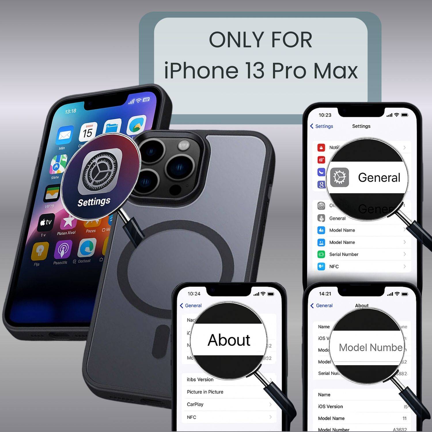 Cadorabo Hülle für Apple iPhone 13 PRO MAX in Schwarz kompatibel mit MagSafe - Hybrid Schutzhülle mit TPU Silikon-Rand-1