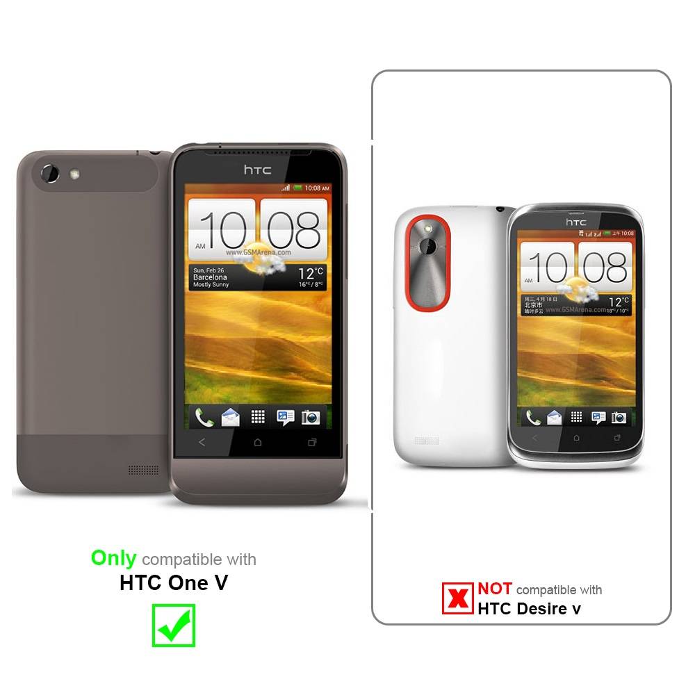 Cadorabo Handytasche mit Gürtelclip kompatibel mit HTC ONE V Hülle in Schwarz - Schutzhülle mit Karabinerhaken Case-4