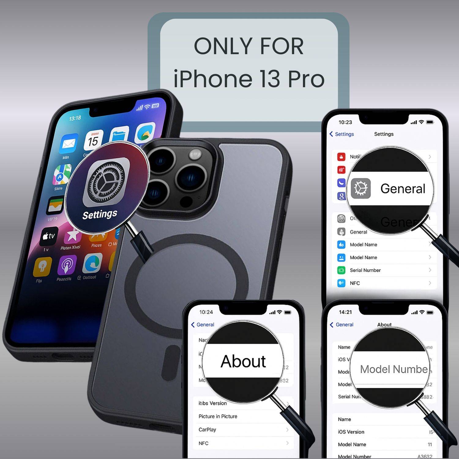 Cadorabo Hülle für Apple iPhone 13 PRO in Schwarz kompatibel mit MagSafe - Hybrid Schutzhülle mit TPU Silikon-Rand und-2