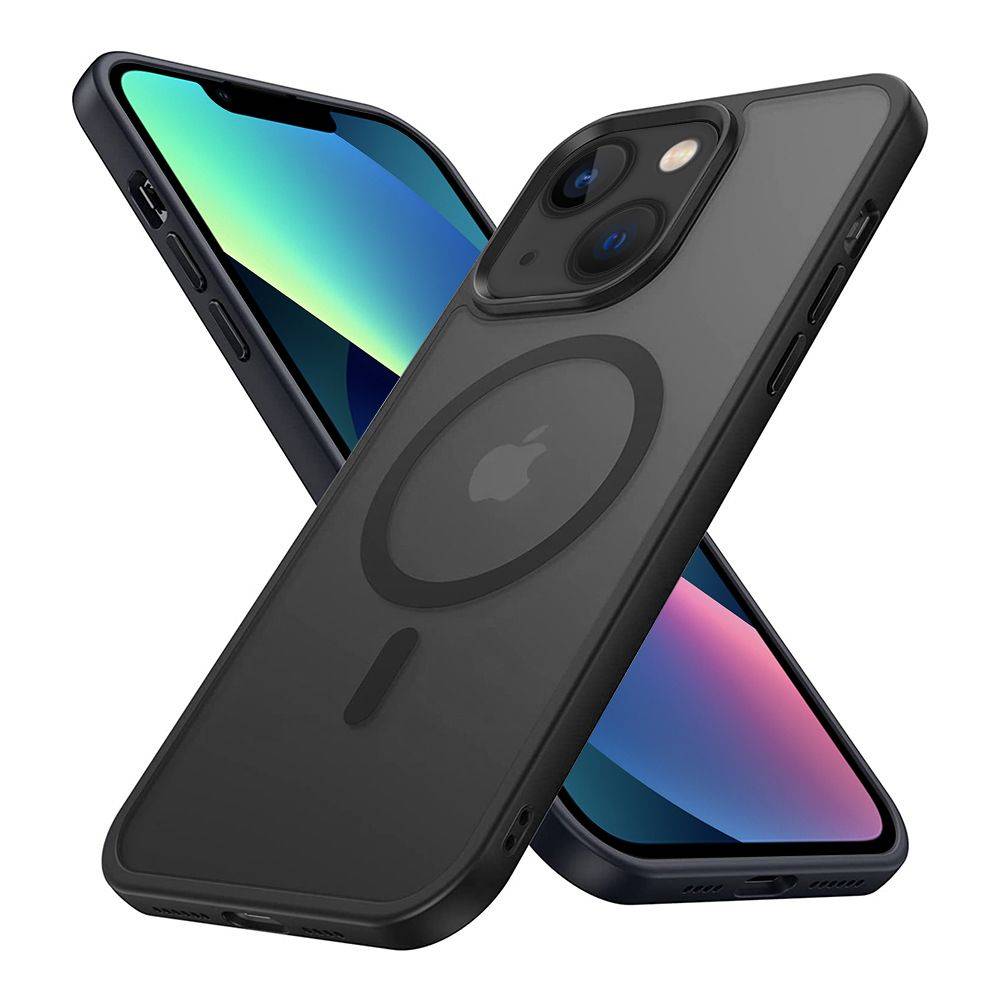 Cadorabo Hülle für Apple iPhone 13 in Schwarz kompatibel mit MagSafe - Hybrid Schutzhülle mit TPU Silikon-Rand und-0