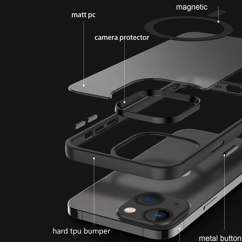 Cadorabo Hülle für Apple iPhone 13 in Schwarz kompatibel mit MagSafe - Hybrid Schutzhülle mit TPU Silikon-Rand und-2