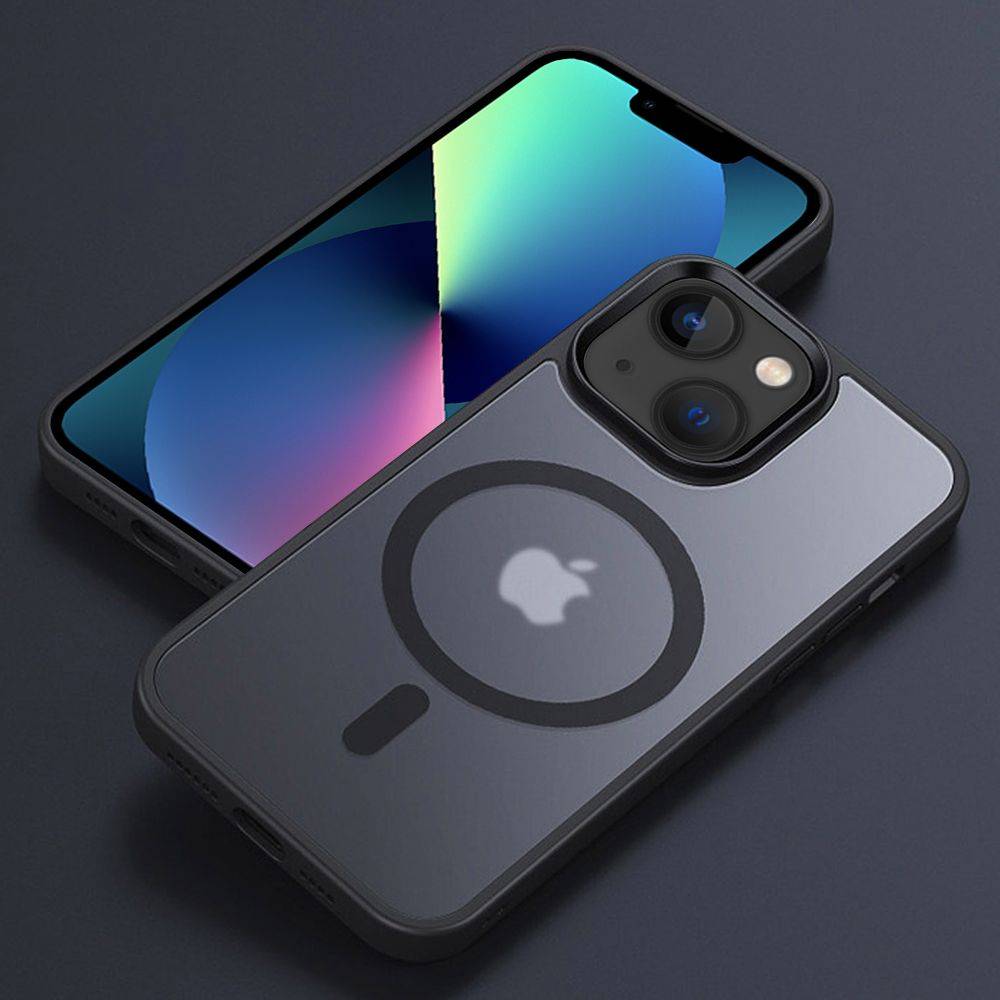 Cadorabo Hülle für Apple iPhone 13 in Schwarz kompatibel mit MagSafe - Hybrid Schutzhülle mit TPU Silikon-Rand und-4