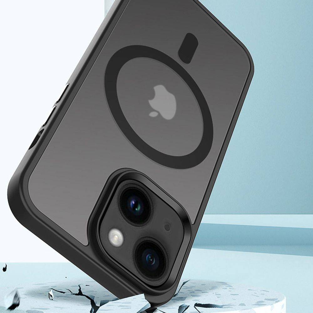 Cadorabo Hülle für Apple iPhone 14 in Schwarz kompatibel mit MagSafe - Hybrid Schutzhülle mit TPU Silikon-Rand und-3