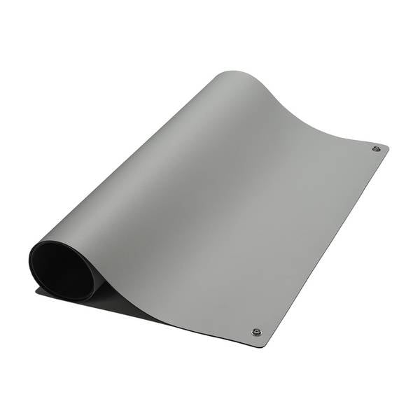 ESD-Tischmatte Premium, grau, 400 x 400 x 2 mm, Zuschnitt mit 2x 10 mm Druckknopf