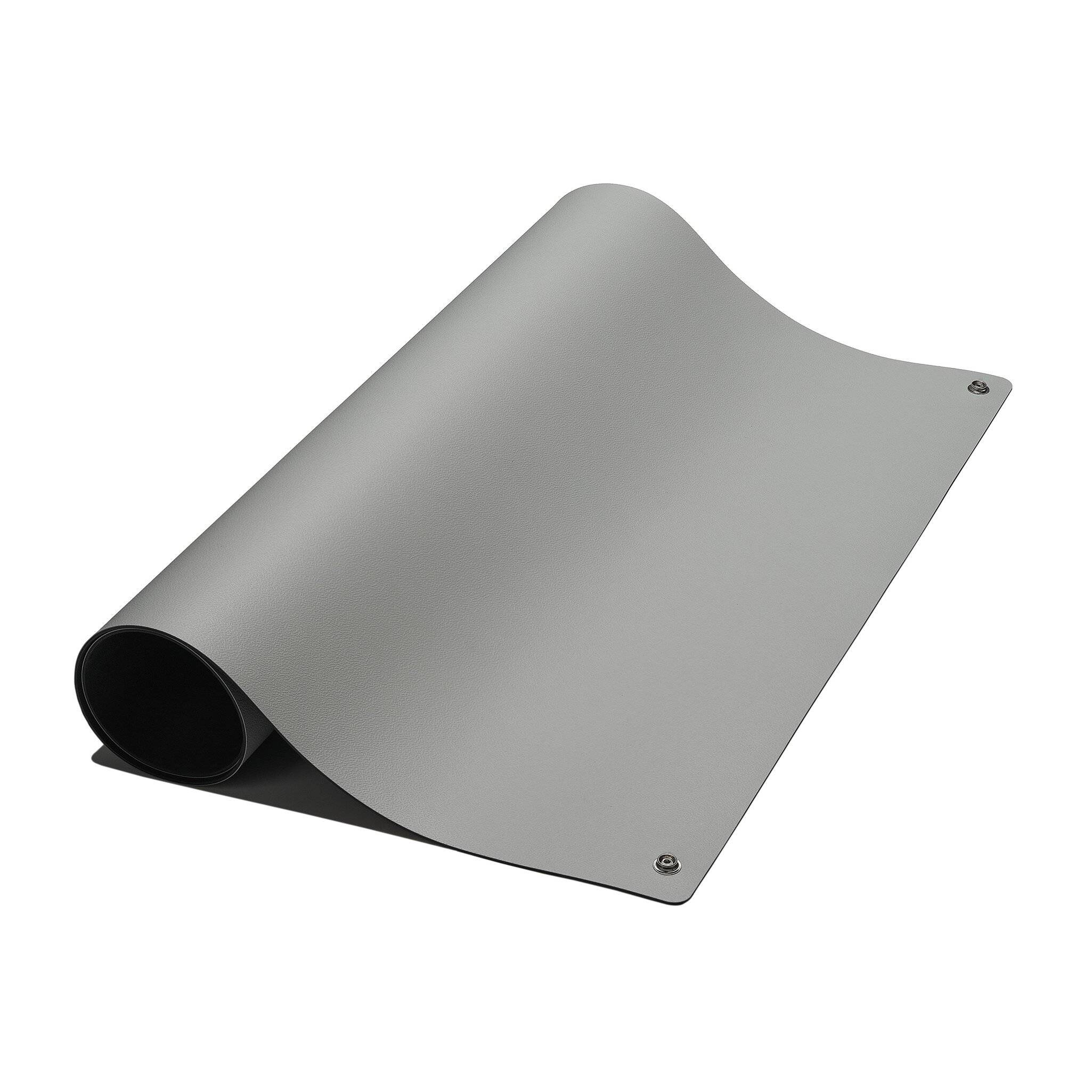 ESD-Tischmatte Premium, grau, 600 x 1200 x 2 mm, Zuschnitt mit 2x 10 mm Druckknopf-0