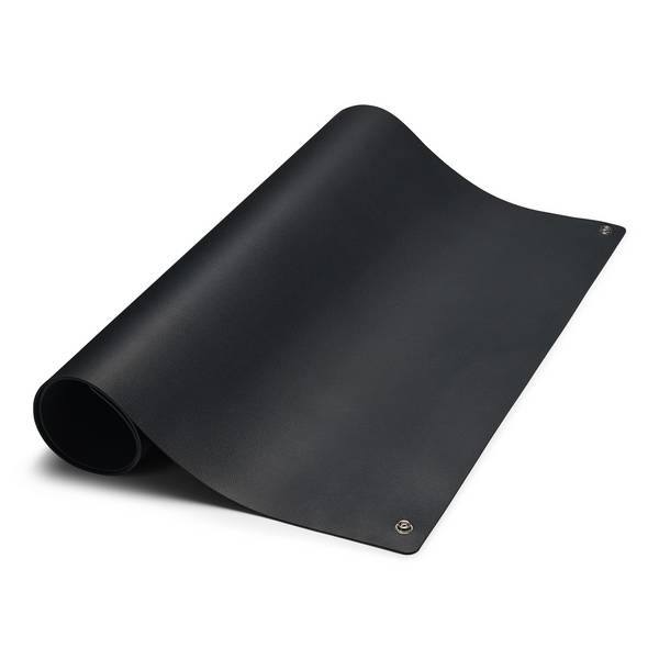 ESD-Tischmatte Premium, schwarz, 600 x 900 x 2 mm, Zuschnitt mit 2x 10 mm Druckknopf