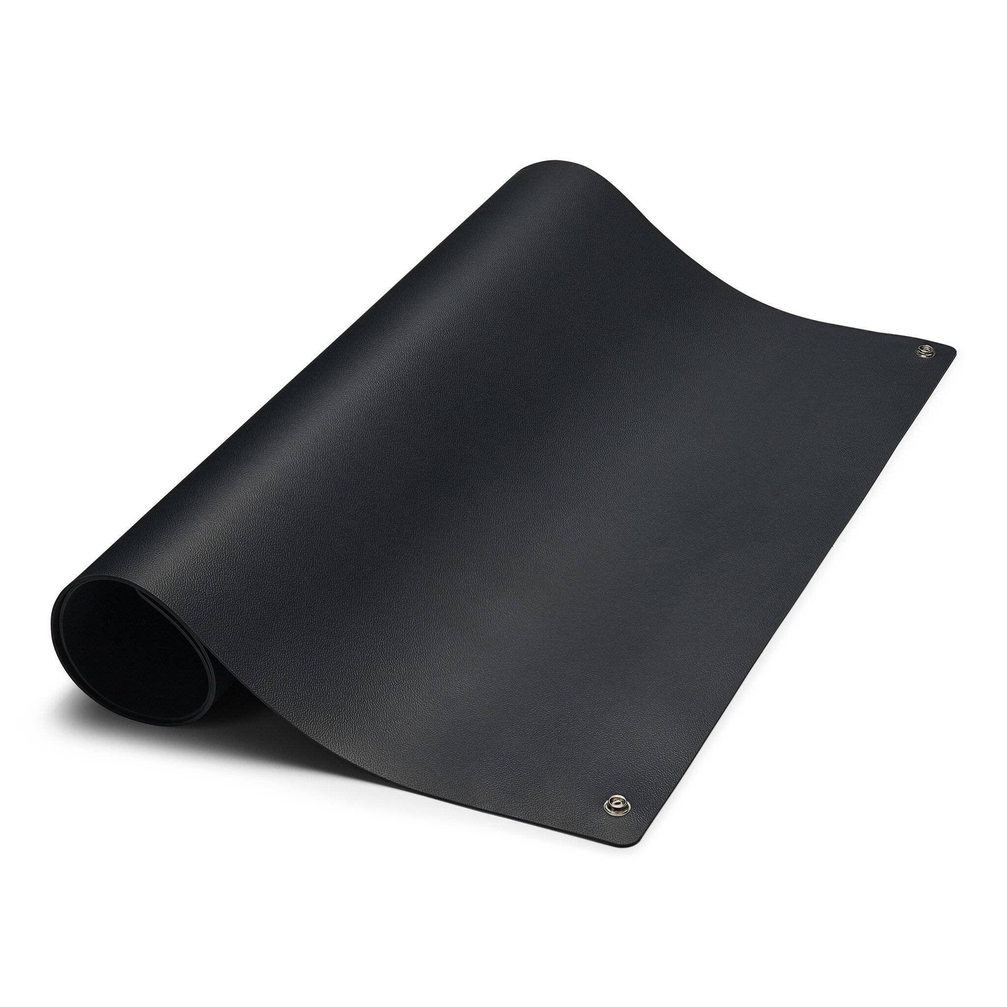 ESD-Tischmatte Premium, schwarz, 600 x 400 x 2 mm, Zuschnitt mit 2x 10 mm Druckknopf-0