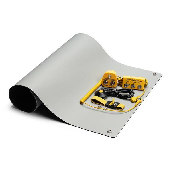 ESD Tischmatten Set Mini Pro Plus, 6-teilig, grau, 400x400 mm, inkl. Erdungspunkt