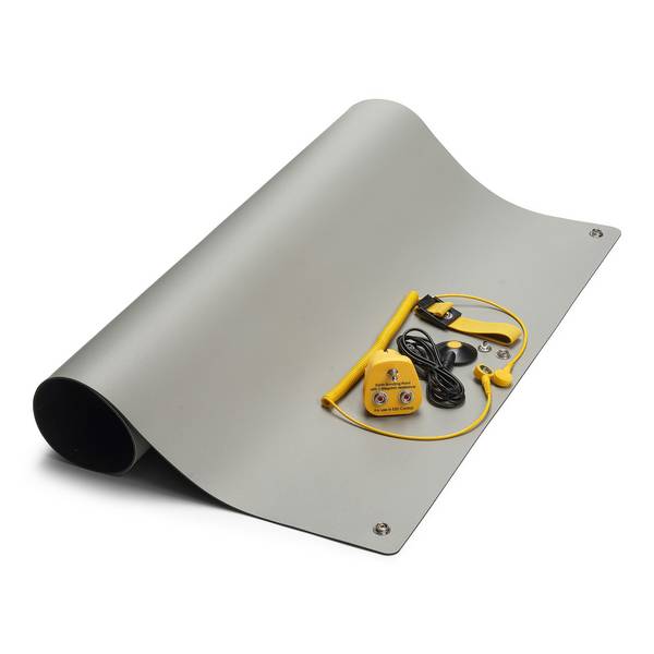 ESD-Tischmatten Set S Pro, 600 x 600 mm, 5-teilig, 2x 10 mm Druckknopf