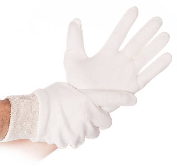 Hygostar Baumwoll-Handschuh, natur mit Strickbund, Einheitsgröße