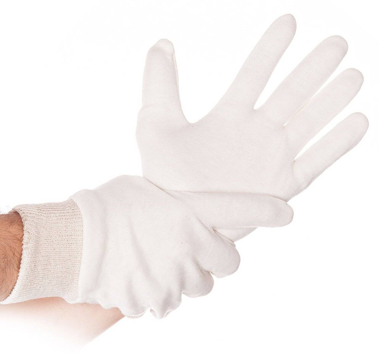 Hygostar Baumwoll-Handschuh, natur mit Strickbund, Einheitsgröße-0