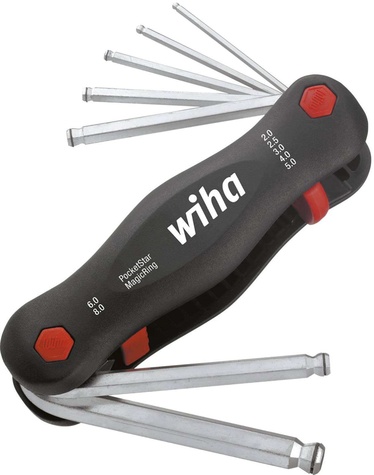 Multitool PocketStar® Sechskant-Kugelkopf MagicRing® 7-tlg. SB-Version mit Eurolochaufhänger (23033)-0