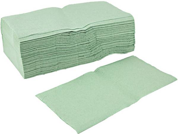 HygoClean Falthandtücher, grün, 1-lagig, 25x23cm, V-Falz 250 Stück, 100% Recyclingpapier