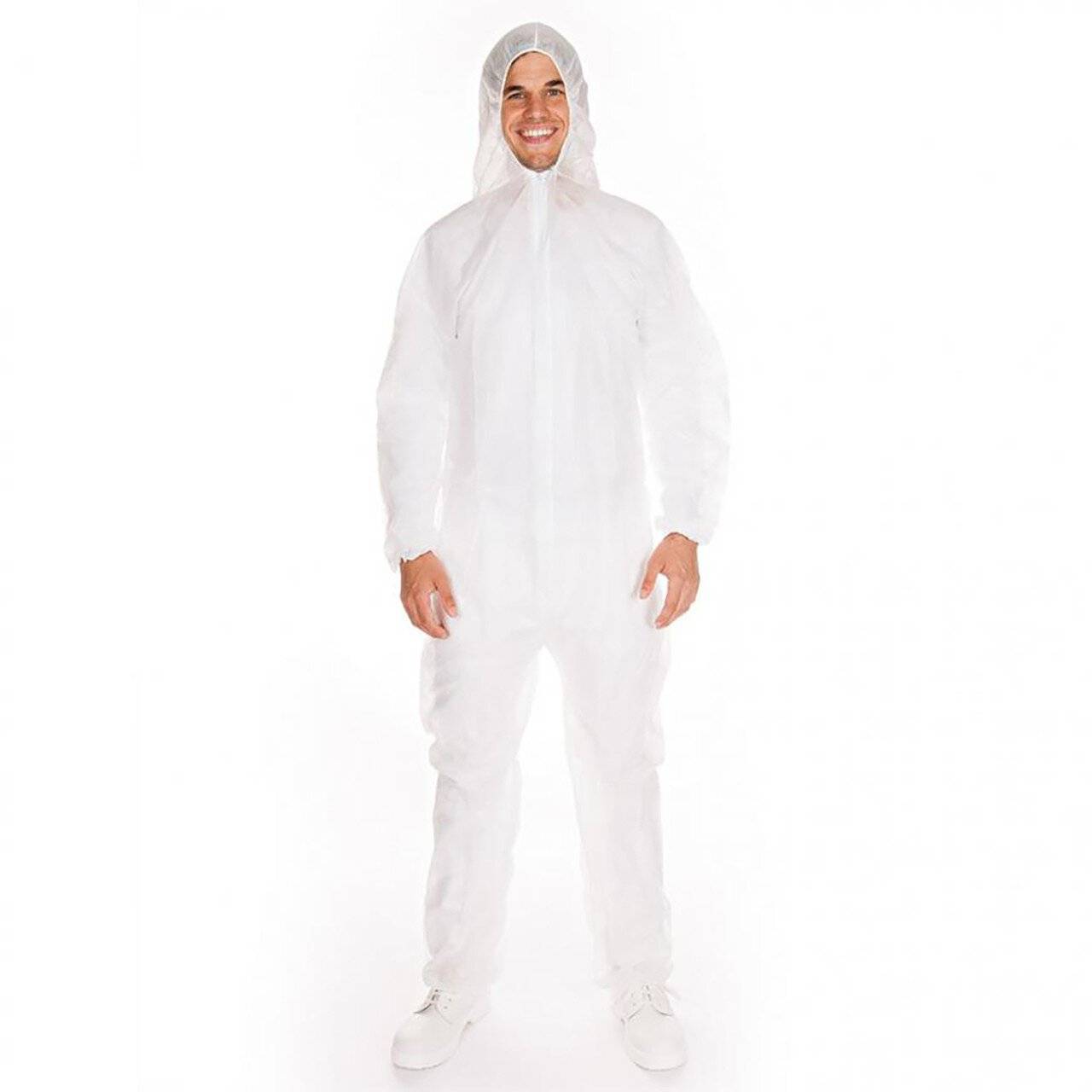 Hygonorm Overall "Light", PP, XXL, weiß Taillen + Armgummi, Kapuze-0