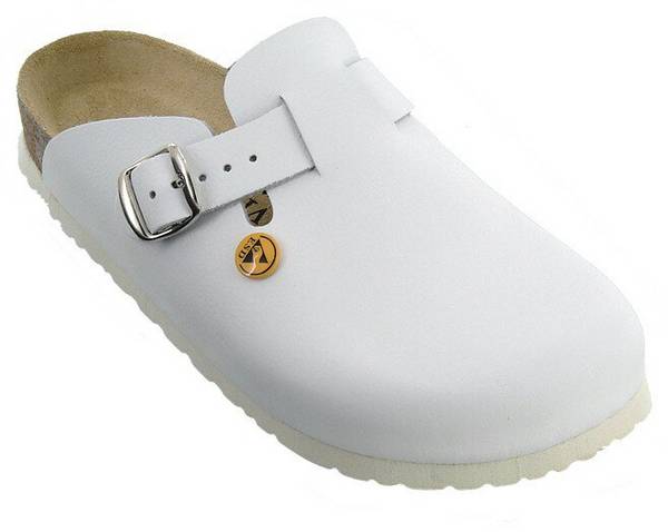 ESD Clogs Vollrindleder weiß, 42