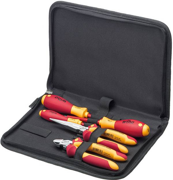Werkzeug Set Elektriker Schraubendreher, Flachrundzange, Seitenschneider 5-tlg. in Werkzeugmappe (26755)