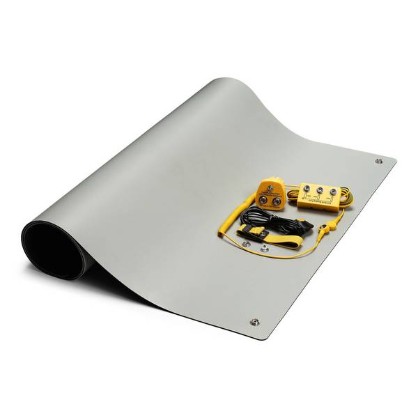 ESD-Tischmatten Set L Pro Plus, 600 x 1200 mm, 6-teilig, 2x 10 mm Druckknopf